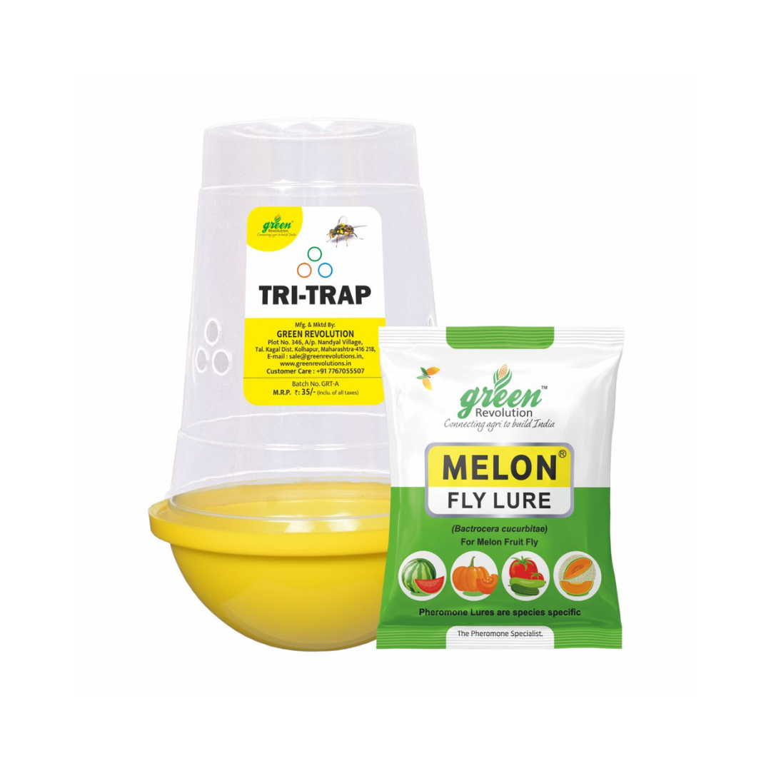New Melon Fly Trapper, 10 Melon Fly Lure with 10 TRI TRAP complete set